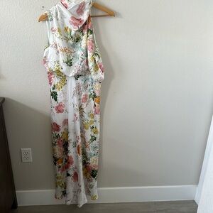 Midi floral satin dress, never worn